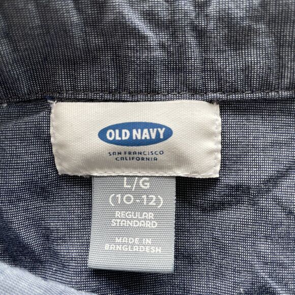 Old Navy Boys Long Sleeve Button Down Shirt Kids Size L (10-12) Regular Fit Blue - Picture 3 of 10